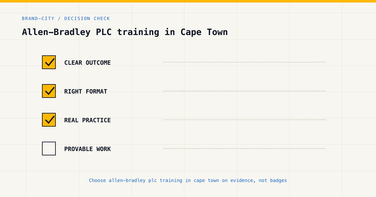 Decision checklist for choosing allen-bradley plc training in cape town by career goal, format and practical evidence