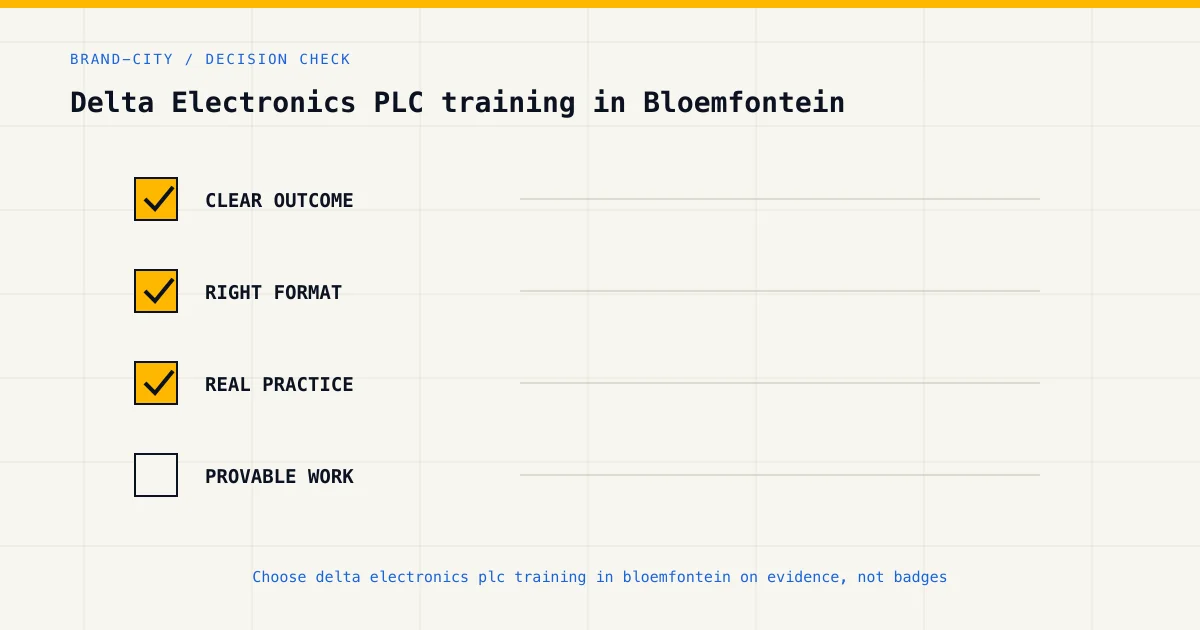 Decision checklist for choosing delta electronics plc training in bloemfontein by career goal, format and practical evidence