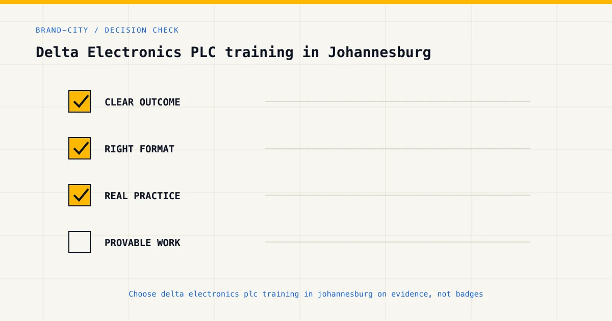 Decision checklist for choosing delta electronics plc training in johannesburg by career goal, format and practical evidence