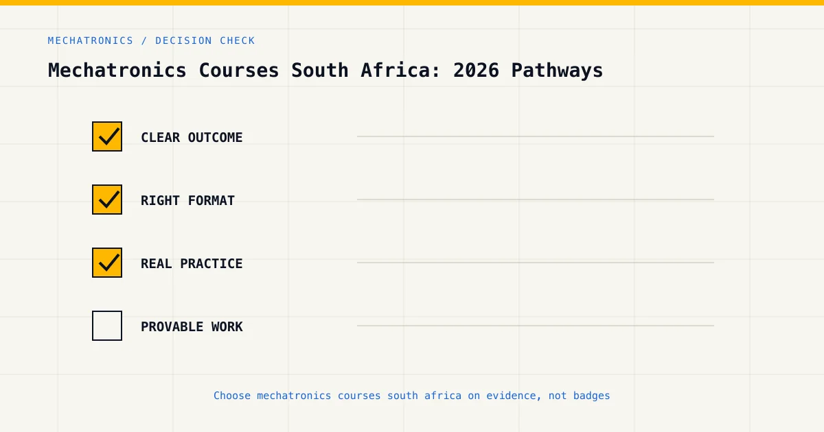 Decision checklist for choosing mechatronics courses south africa by career goal, format and practical evidence