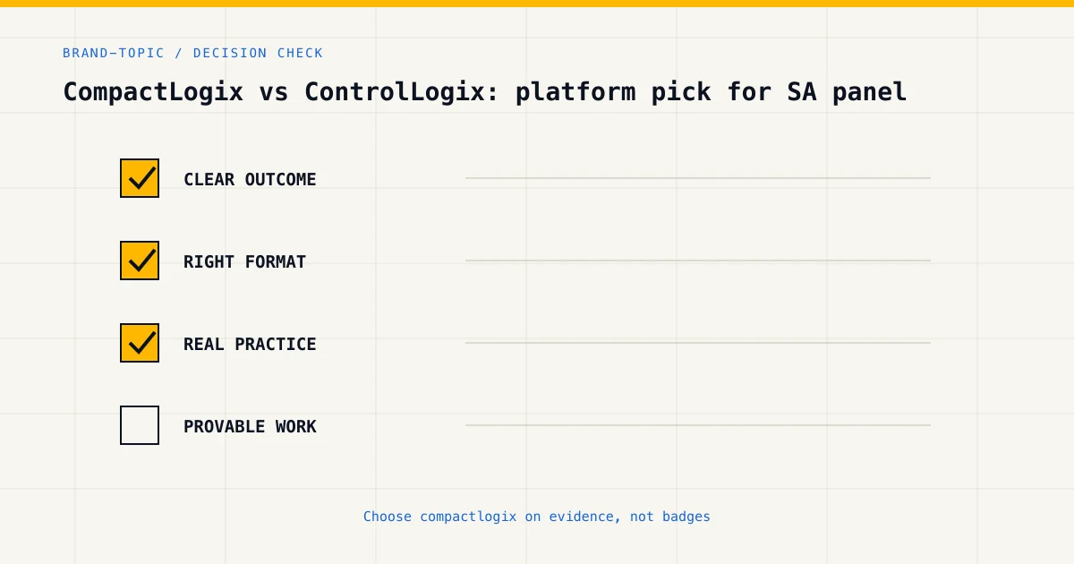 Decision checklist for choosing compactlogix by career goal, format and practical evidence