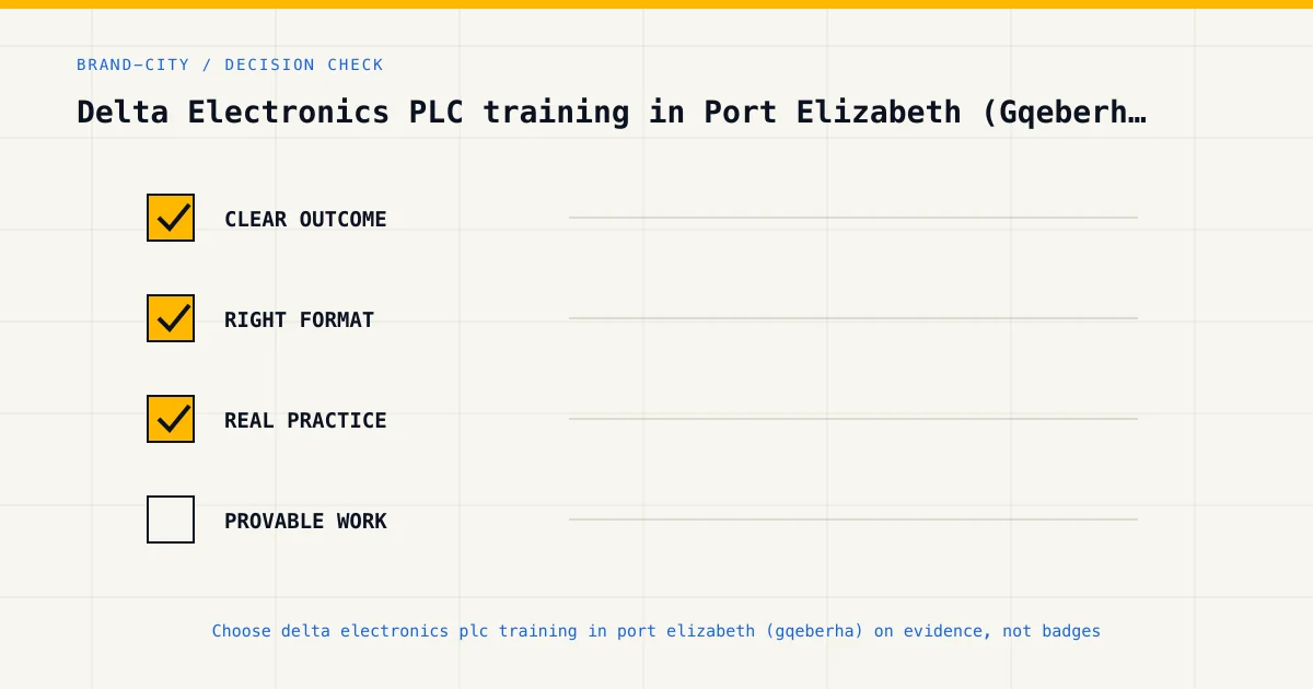 Decision checklist for choosing delta electronics plc training in port elizabeth (gqeberha) by career goal, format and pra…