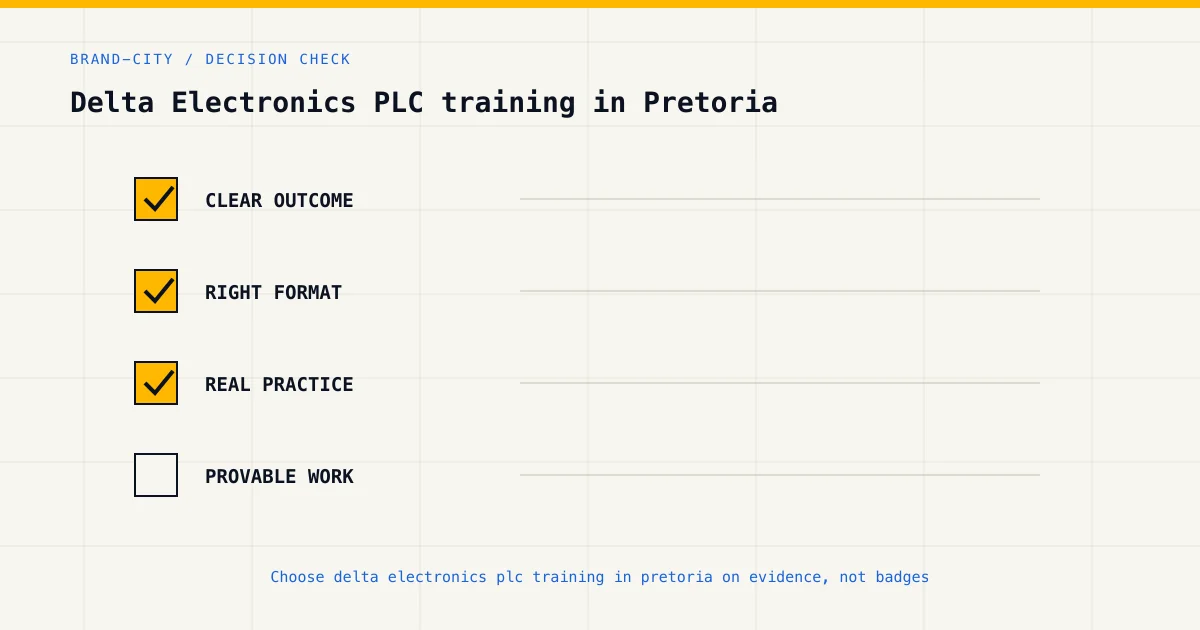 Decision checklist for choosing delta electronics plc training in pretoria by career goal, format and practical evidence