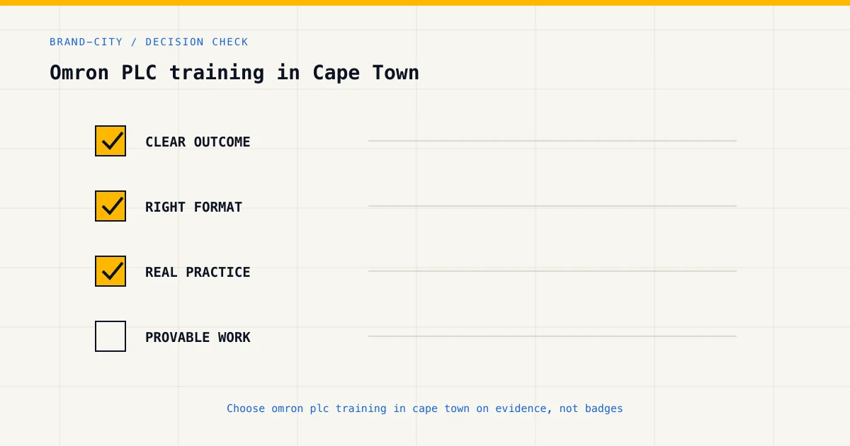 Decision checklist for choosing omron plc training in cape town by career goal, format and practical evidence