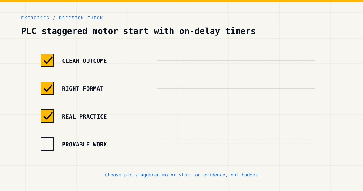 Decision checklist for choosing plc staggered motor start by career goal, format and practical evidence