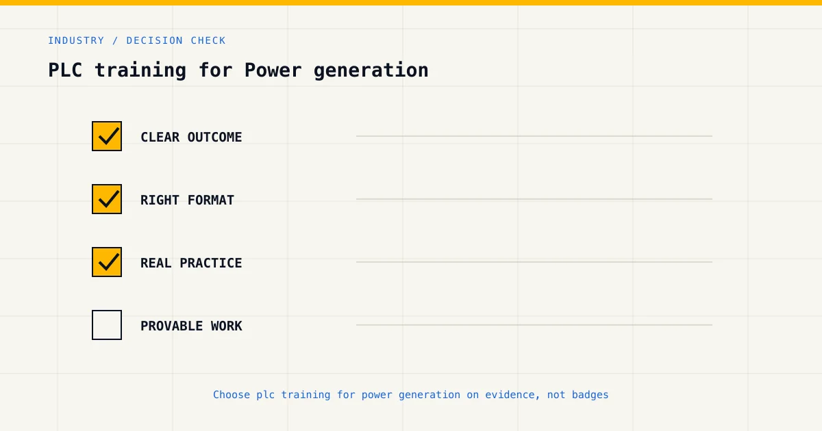 Decision checklist for choosing plc training for power generation by career goal, format and practical evidence
