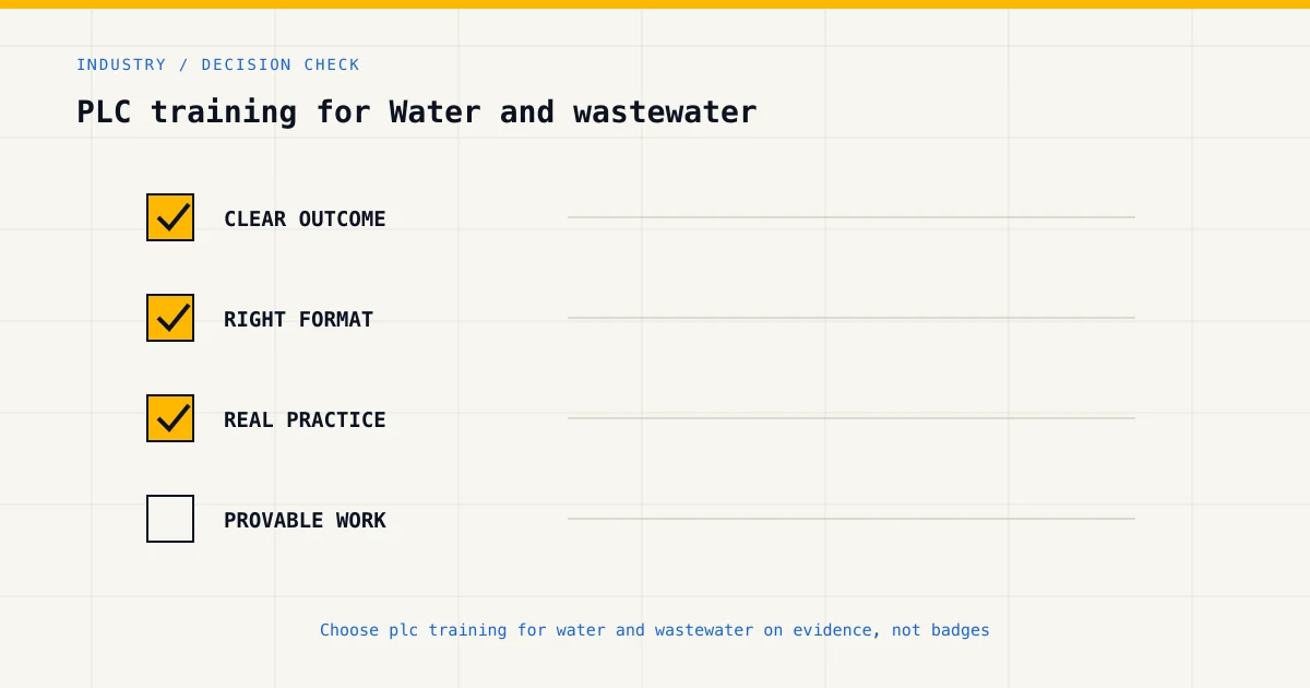 Decision checklist for choosing plc training for water and wastewater by career goal, format and practical evidence