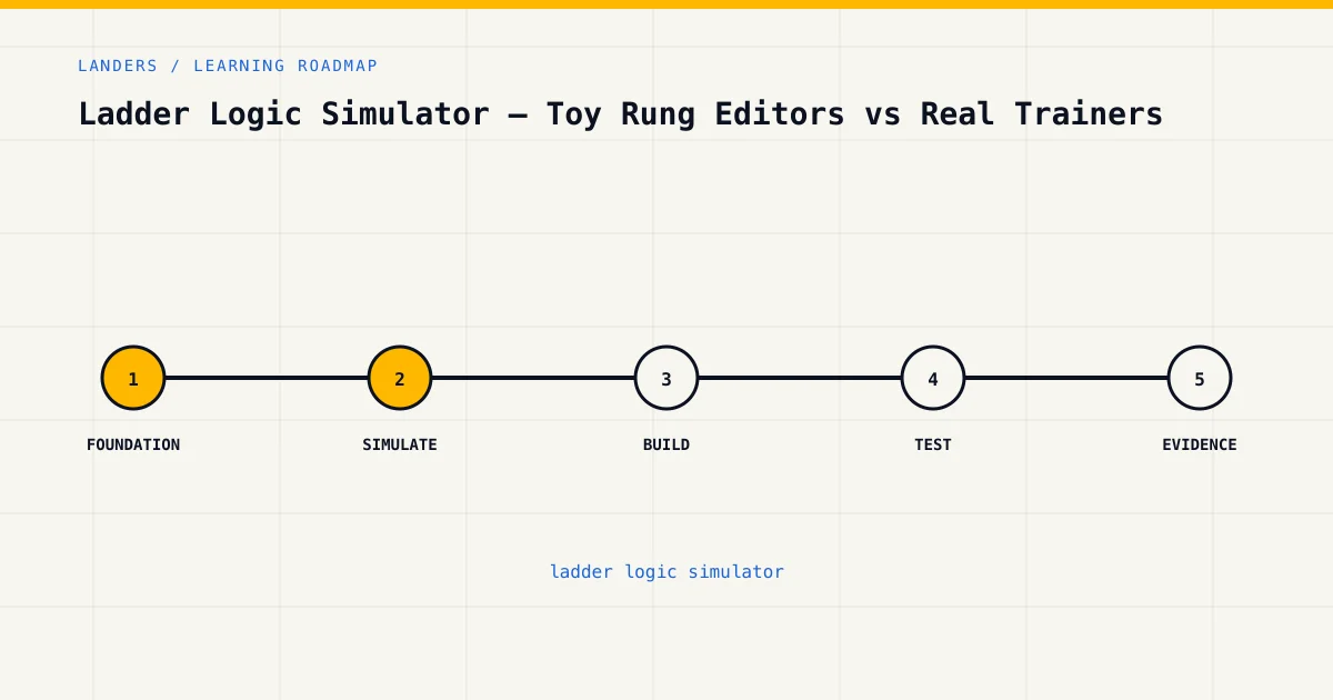 Learning roadmap for ladder logic simulator, from foundations to safe practical assessment