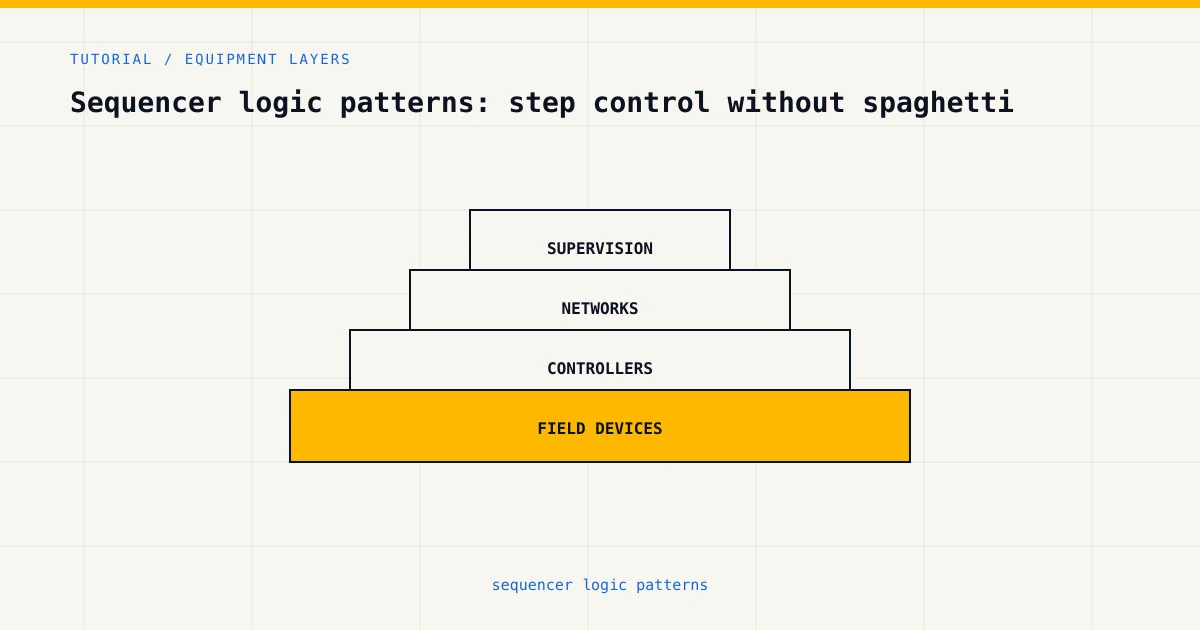 Equipment layers for sequencer logic patterns, from sensors and controllers to plant supervision