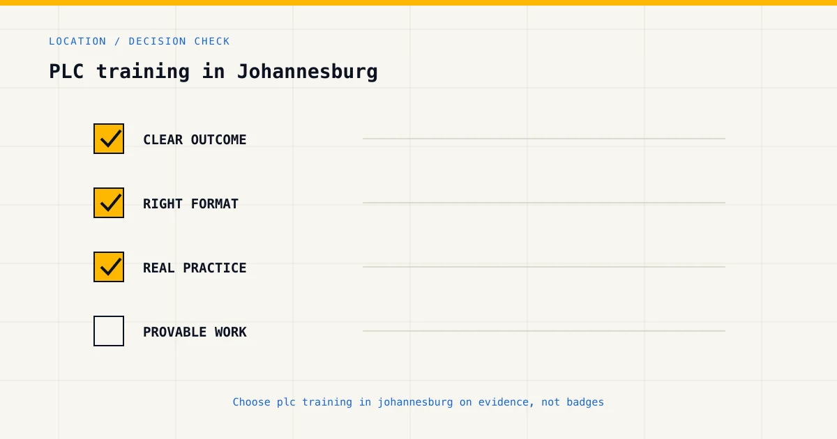 Decision checklist for choosing plc training in johannesburg by career goal, format and practical evidence