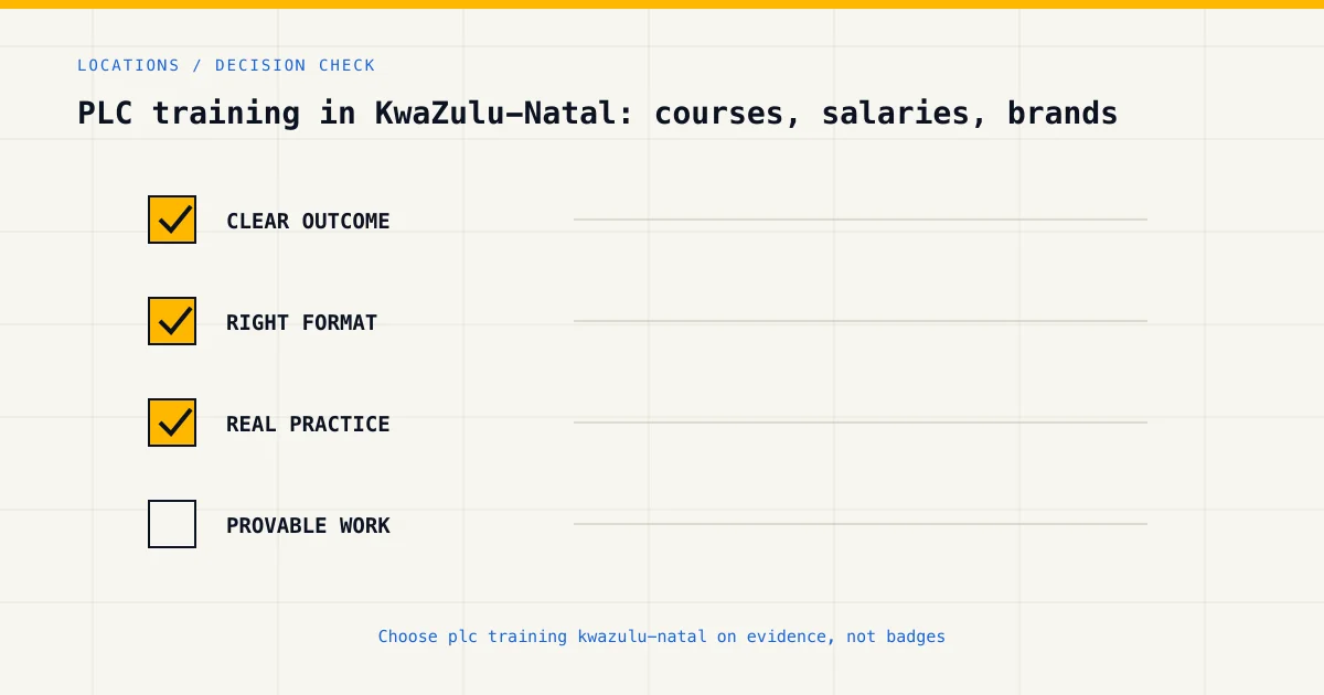 Decision checklist for choosing plc training kwazulu-natal by career goal, format and practical evidence