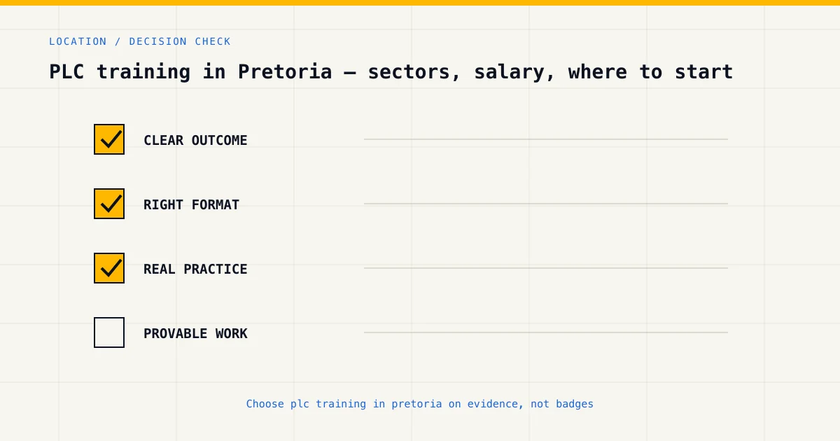 Decision checklist for choosing plc training in pretoria by career goal, format and practical evidence