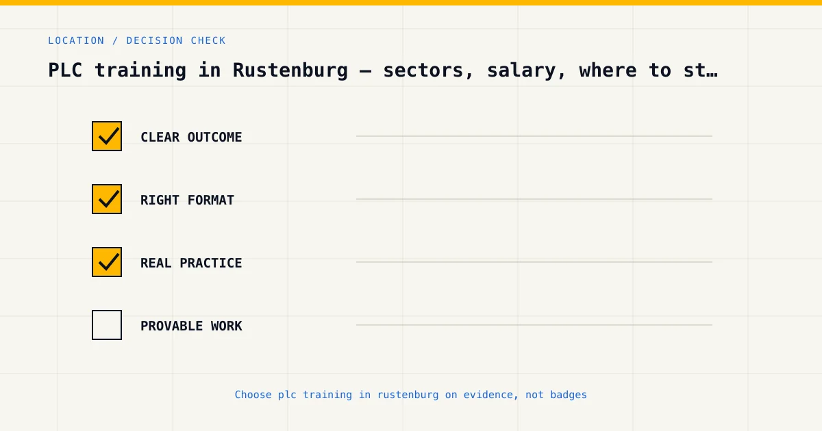 Decision checklist for choosing plc training in rustenburg by career goal, format and practical evidence