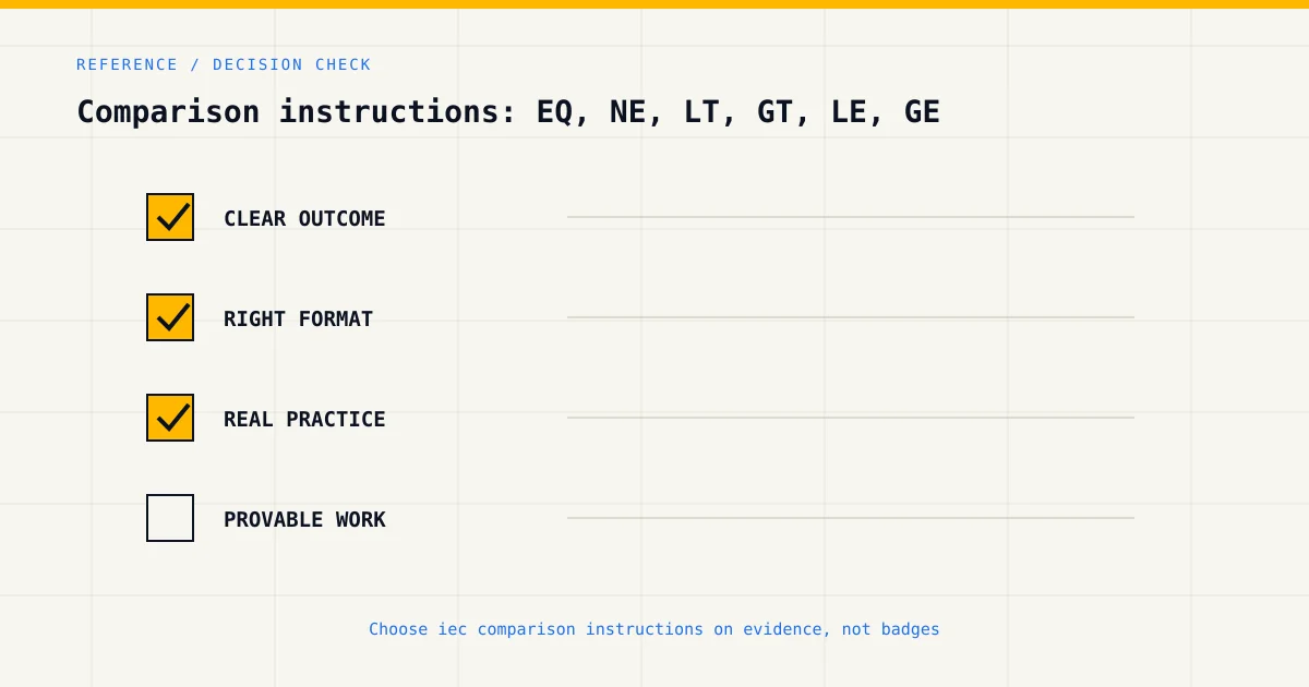 Decision checklist for choosing iec comparison instructions by career goal, format and practical evidence