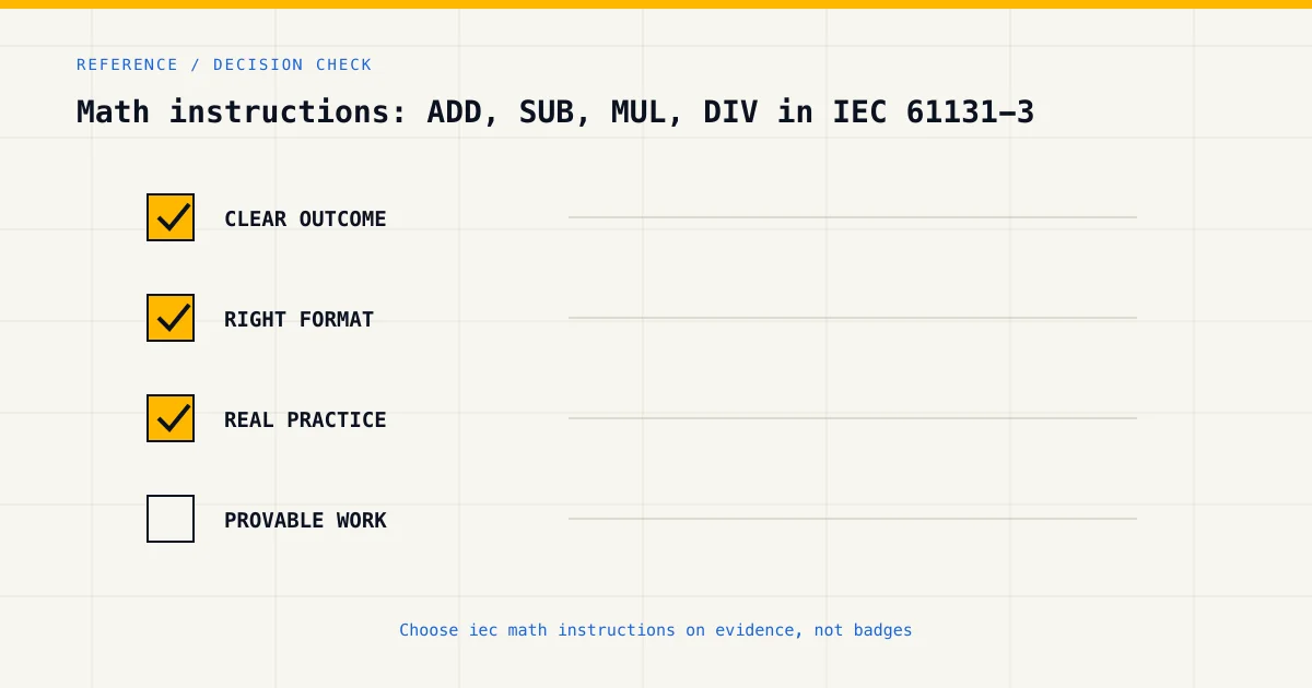Decision checklist for choosing iec math instructions by career goal, format and practical evidence