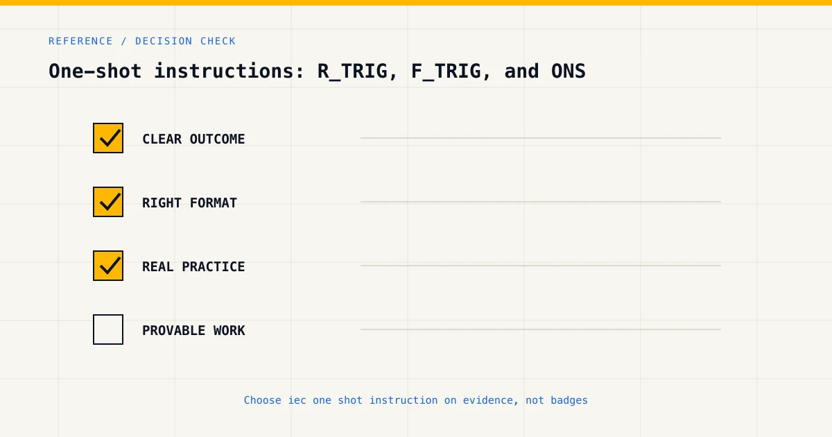 Decision checklist for choosing iec one shot instruction by career goal, format and practical evidence