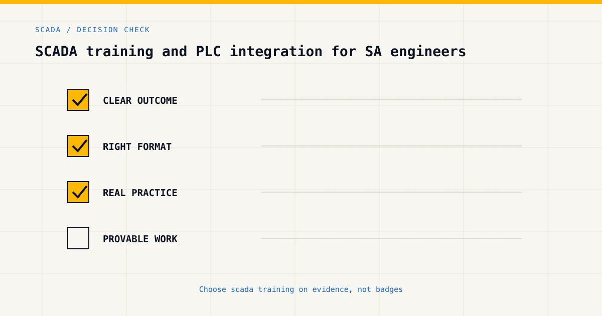 Decision checklist for choosing scada training by career goal, format and practical evidence